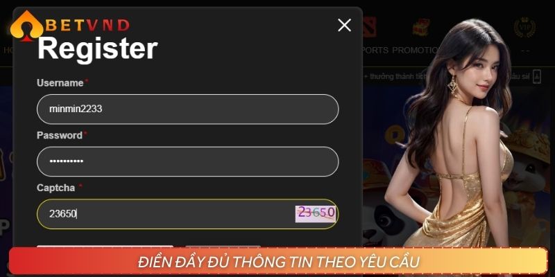 Điền thông tin theo form mẫu