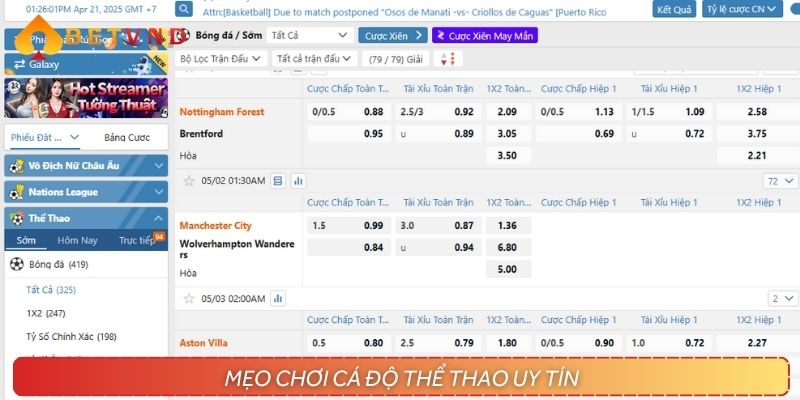 Giới thiệu mẹo chơi cá độ thể thao